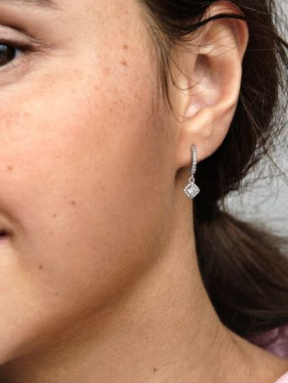 Pandora Square Sparkle Hoop Earrings